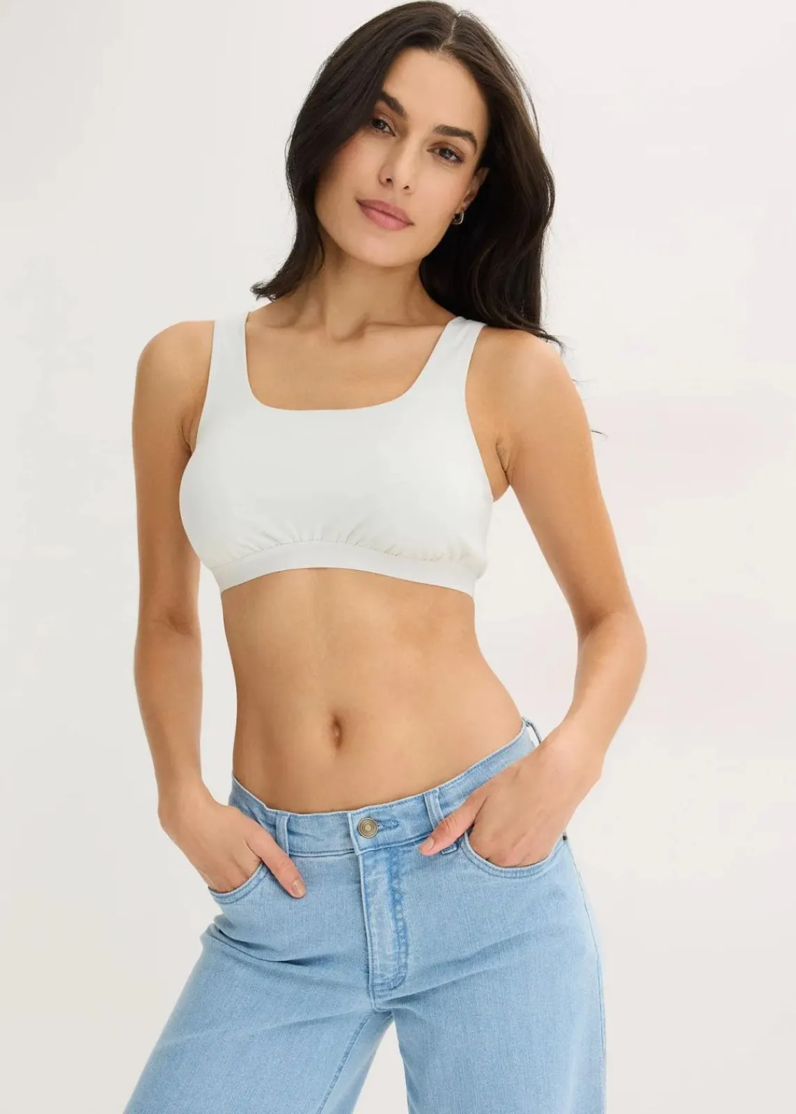 bonprix Wäsche·Baumwollunterwäsche|Nachhaltigere Materialien^Bustier mit Bio-Baumwolle (3er Pack) cremeblau+schwarz+seidenrosa