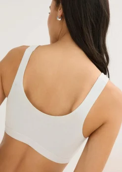 bonprix Wäsche·Baumwollunterwäsche|Nachhaltigere Materialien^Bustier mit Bio-Baumwolle (3er Pack) cremeblau+schwarz+seidenrosa