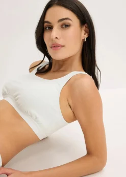 bonprix Wäsche·Baumwollunterwäsche|Nachhaltigere Materialien^Bustier mit Bio-Baumwolle (3er Pack) cremeblau+schwarz+seidenrosa
