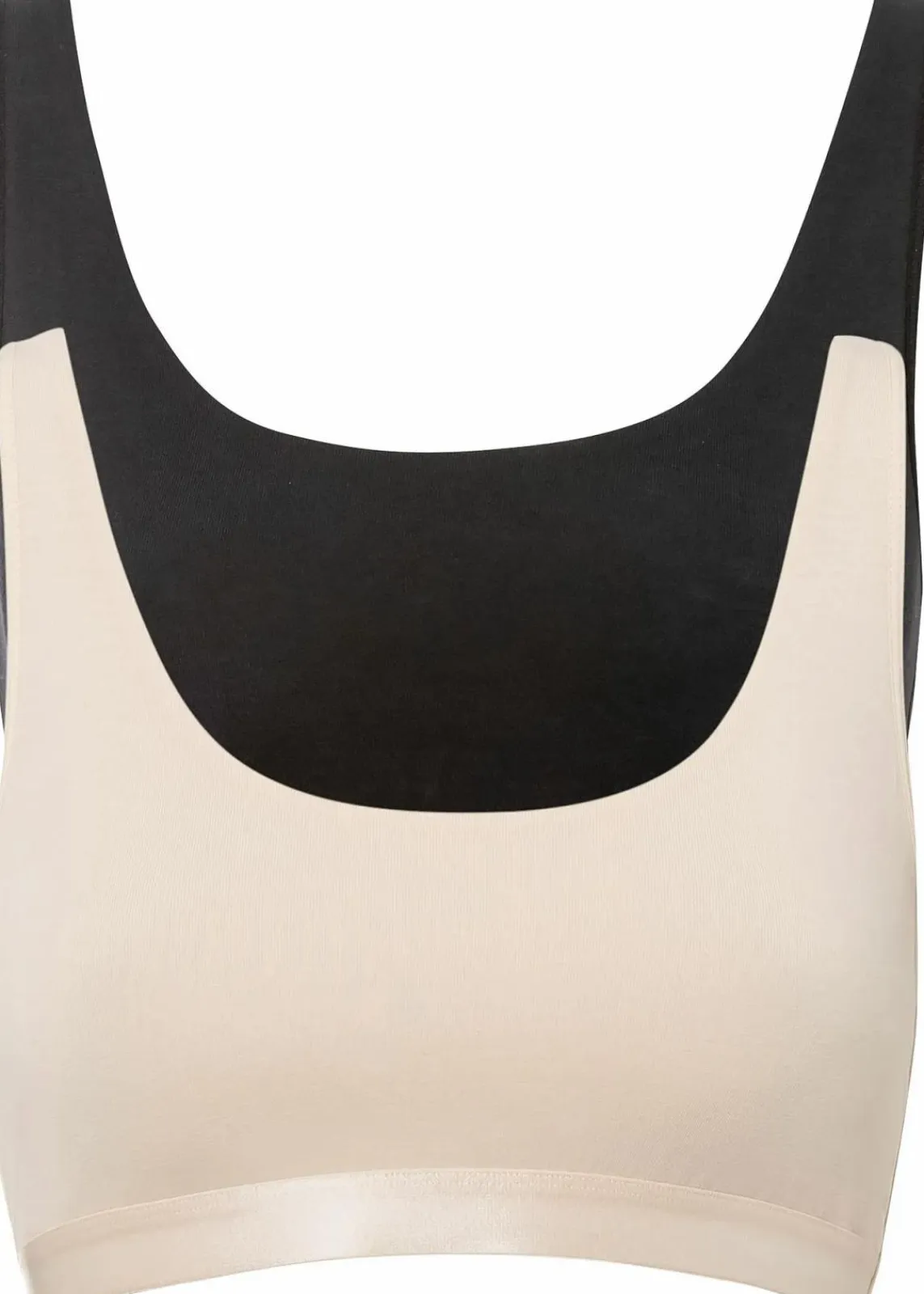 bonprix Wäsche·Basics|Wäsche·Baumwollunterwäsche^Bustier mit Bio-Baumwolle (2er Pack) schwarz + sandbeige