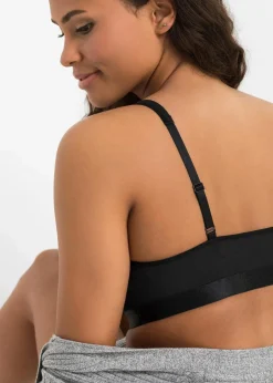 bonprix Wäsche·Basics|Wäsche·Baumwollunterwäsche^Bustier mit Bio-Baumwolle (2er Pack) schwarz + sandbeige