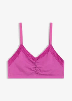 bonprix Wäsche·Baumwollunterwäsche|Nachhaltigere Materialien^Bustier mit Bio-Baumwolle und Spitze dunkelfuchsia
