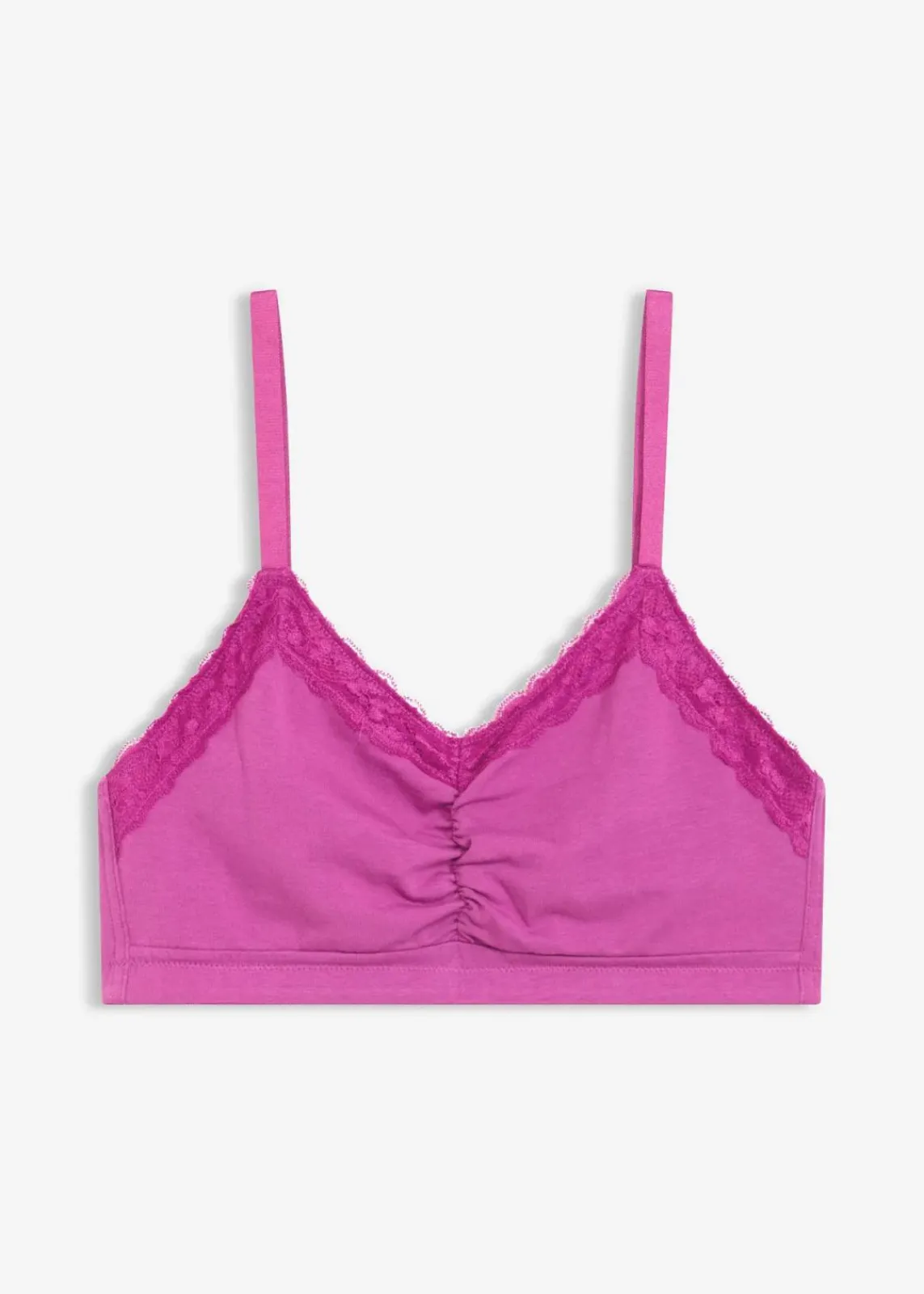 bonprix Wäsche·Baumwollunterwäsche|Nachhaltigere Materialien^Bustier mit Bio-Baumwolle und Spitze dunkelfuchsia
