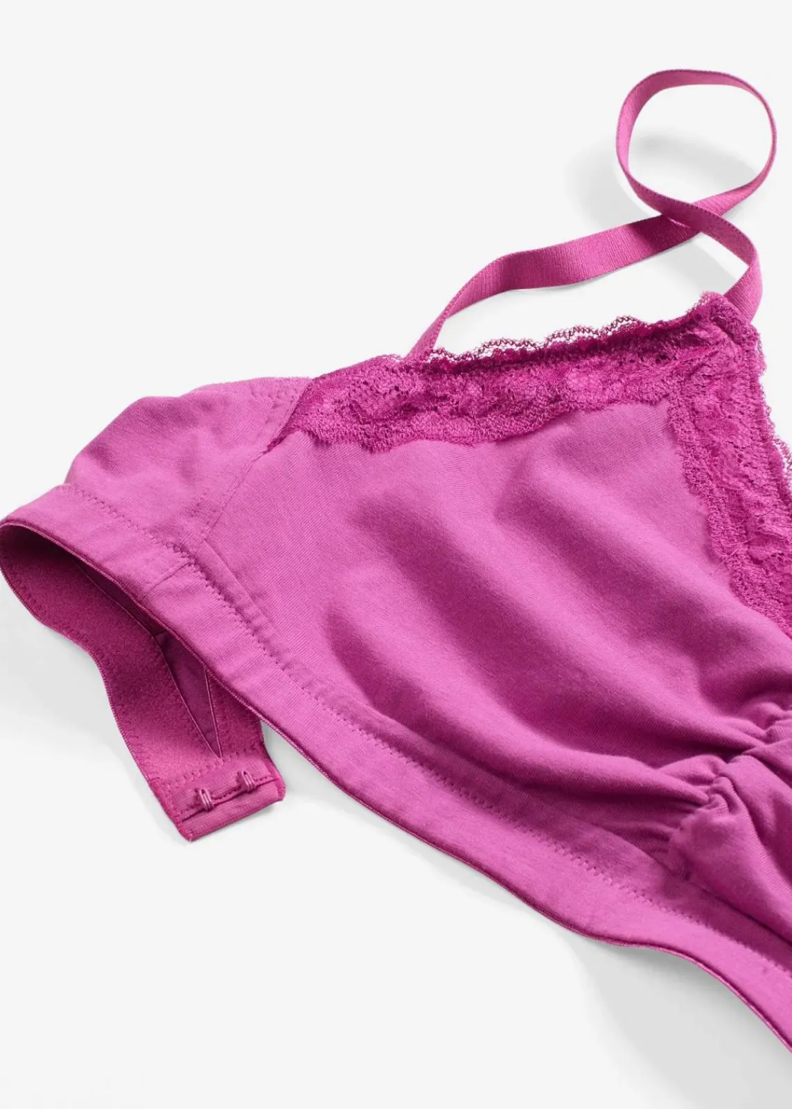 bonprix Wäsche·Baumwollunterwäsche|Nachhaltigere Materialien^Bustier mit Bio-Baumwolle und Spitze dunkelfuchsia