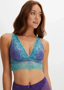 bonprix Nachhaltigere Materialien|Bhs^Bustier mit zarter Spitze im Farbverlauf lila/smaragd