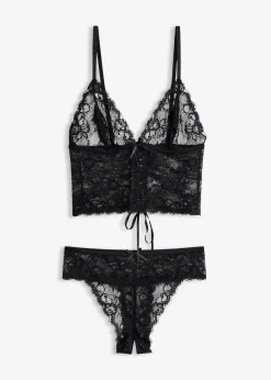 bonprix Wäsche·Dessous|Wäsche·Erotikwäsche^Bustier und String ouvert (2-tlg.Set) schwarz