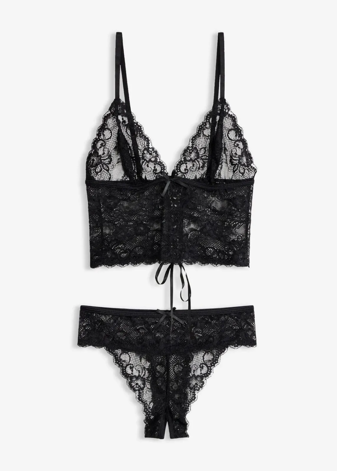 bonprix Wäsche·Dessous|Wäsche·Erotikwäsche^Bustier und String ouvert (2-tlg.Set) schwarz