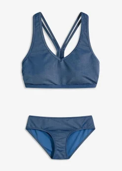 bonprix Nachhaltigere Materialien|Bikinis^Bustier-Bikini in Jeansoptik(2-tlg.Set) dunkelblau denim