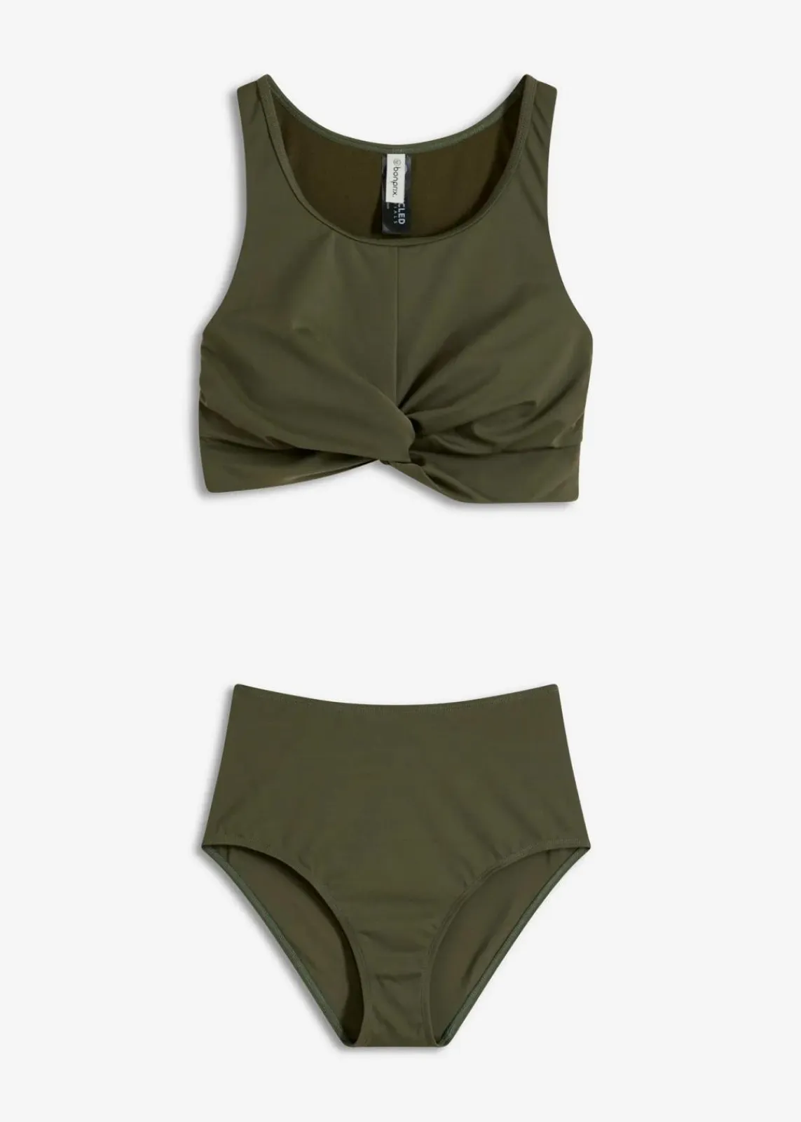 bonprix Nachhaltigere Materialien|Bikinis^Bustier-Bikini in Wickeloptik (2-tlg.Set) dunkeloliv