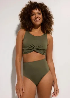 bonprix Nachhaltigere Materialien|Bikinis^Bustier-Bikini in Wickeloptik (2-tlg.Set) dunkeloliv