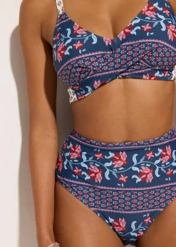 bonprix Nachhaltigere Materialien|Bikinis^Bustier-Bikini in Wickeloptik (2-tlg.Set) blau/rosa bedruckt