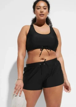 bonprix Nachhaltigere Materialien|Sport Bademode^Bustier-Bikini mit Badeshorts (2-tlg.Set) schwarz