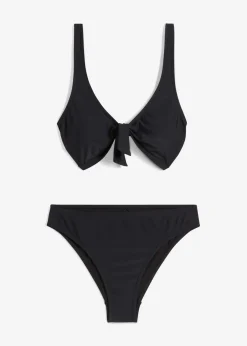 bonprix Nachhaltigere Materialien|Bikinis^Bustier-Bikini mit Bindeband (2-tlg.Set) schwarz