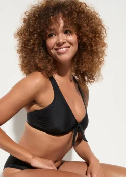 bonprix Nachhaltigere Materialien|Bikinis^Bustier-Bikini mit Bindeband (2-tlg.Set) schwarz