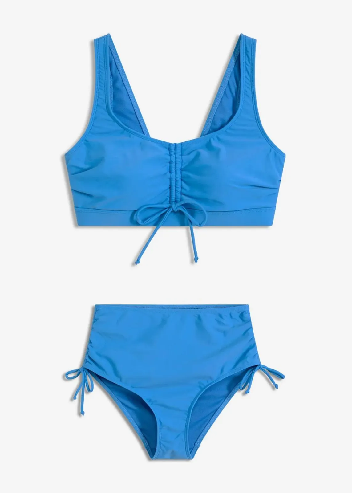 bonprix Nachhaltigere Materialien|Bikinis^Bustier-Bikini mit Bindebändern (2-tlg.Set) mittelblau