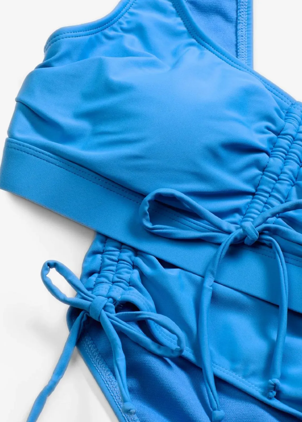 bonprix Nachhaltigere Materialien|Bikinis^Bustier-Bikini mit Bindebändern (2-tlg.Set) mittelblau