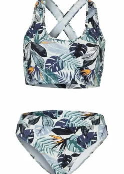 bonprix Nachhaltigere Materialien|Sport Bademode^Bustier-Bikini mit gekreuzten Trägern (2-tlg.Set) grün floral