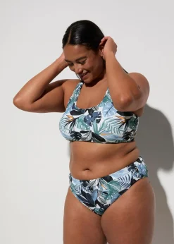 bonprix Nachhaltigere Materialien|Sport Bademode^Bustier-Bikini mit gekreuzten Trägern (2-tlg.Set) grün floral