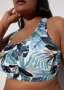 bonprix Nachhaltigere Materialien|Sport Bademode^Bustier-Bikini mit gekreuzten Trägern (2-tlg.Set) grün floral