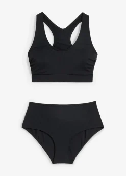 bonprix Nachhaltigere Materialien|Bikinis^Bustier-Bikini mit Ringerrücken (2-tlg. Set) schwarz