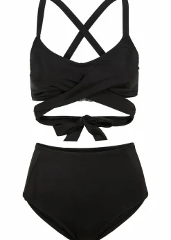 bonprix Nachhaltigere Materialien|Bikinis^Bustier-Bikini (2-tlg.Set) mit Bindedetail schwarz