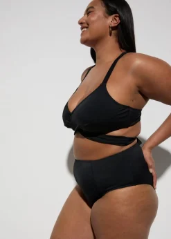 bonprix Nachhaltigere Materialien|Bikinis^Bustier-Bikini (2-tlg.Set) mit Bindedetail schwarz