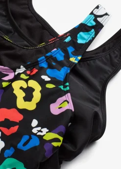 bonprix Nachhaltigere Materialien|Mix & Match^Bustier-Bikinioberteil (2er Pack) schwarz+schwarz/bunt bedruckt
