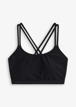 bonprix Nachhaltigere Materialien|Sport Bademode^Bustier-Bikinioberteil mit gekreuzten Trägern schwarz
