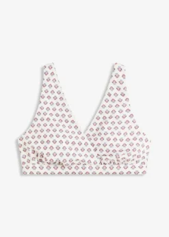bonprix Mix & Match|Bikinis^Bustier-Bikinioberteil mit V-Ausschnitt wollweiß/blau bedruckt
