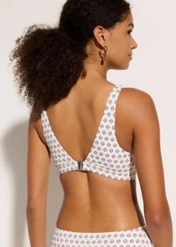 bonprix Mix & Match|Bikinis^Bustier-Bikinioberteil mit V-Ausschnitt wollweiß/blau bedruckt