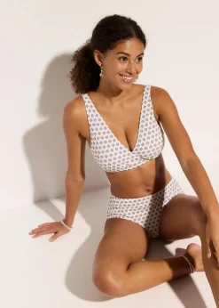 bonprix Mix & Match|Bikinis^Bustier-Bikinioberteil mit V-Ausschnitt wollweiß/blau bedruckt