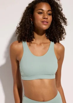 bonprix Nachhaltigere Materialien|Sport Bademode^Bustier-Bikinioberteil mit verstellbarer Unterbrust graugrün