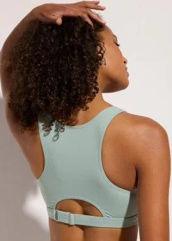 bonprix Nachhaltigere Materialien|Sport Bademode^Bustier-Bikinioberteil mit verstellbarer Unterbrust graugrün