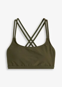 bonprix Nachhaltigere Materialien|Bikinis^Bustier-Bikinioberteil mit gekreuzten Trägern dunkeloliv