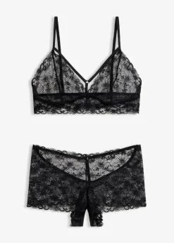 bonprix Wäsche·Erotikwäsche|Erotikwäsche^Bustier+Panty ouvert (2-tlg.Set) schwarz