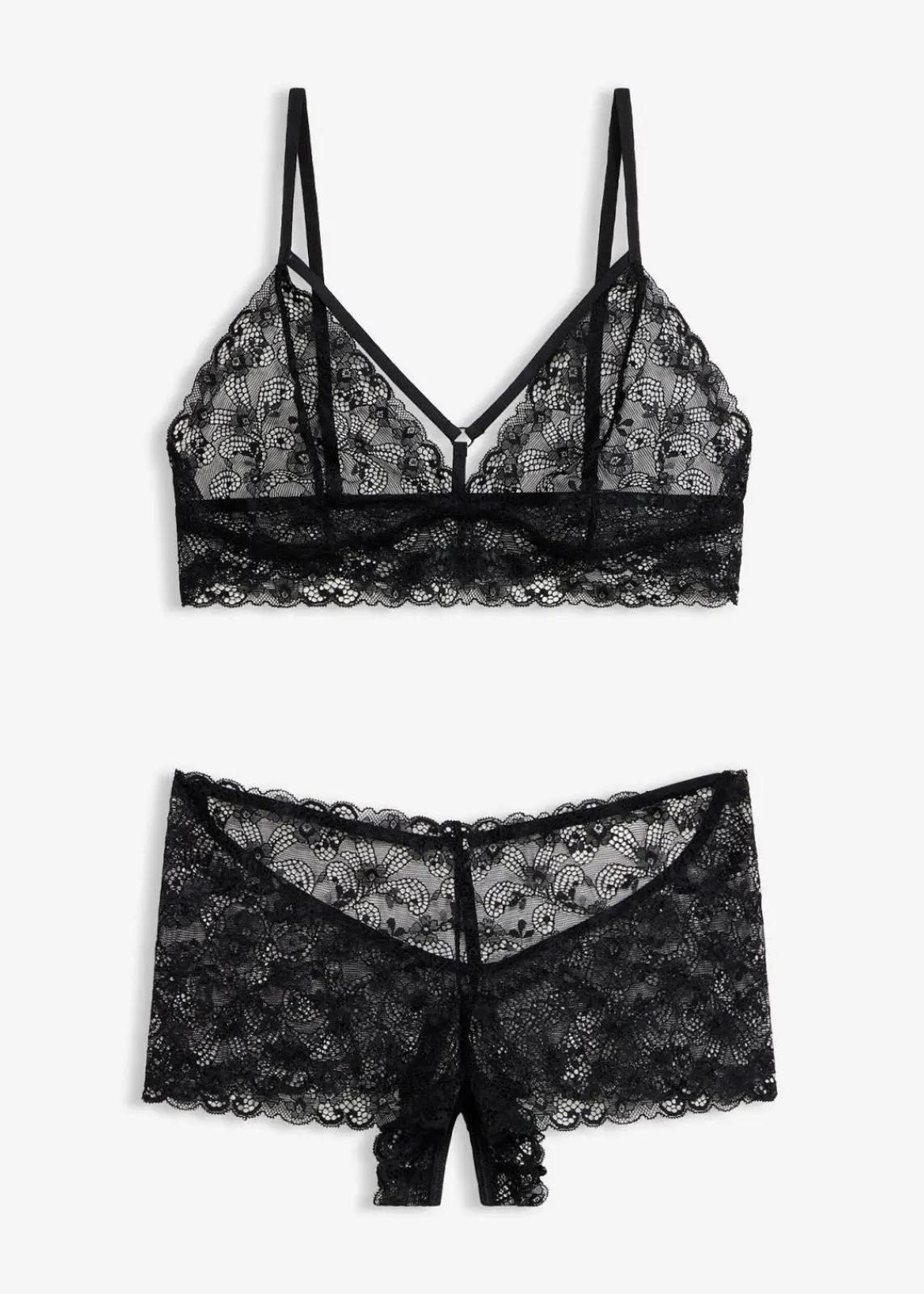 bonprix Wäsche·Erotikwäsche|Erotikwäsche^Bustier+Panty ouvert (2-tlg.Set) schwarz