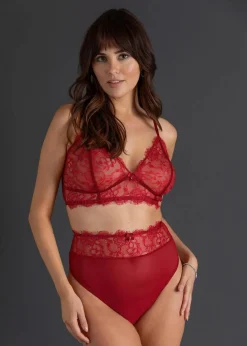 bonprix Wäsche·Erotikwäsche|Wäsche·Bhs^Bustier+Taillenstring ouvert (2-tlg.Set) abendrot