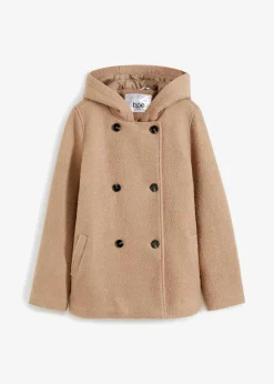 bonprix Bekleidung·Hosen|Jacken & Mäntel^Cabanjacke aus kuscheligem Bouclé khakibeige