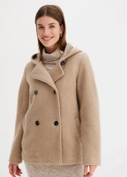 bonprix Bekleidung·Hosen|Jacken & Mäntel^Cabanjacke aus kuscheligem Bouclé khakibeige