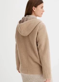 bonprix Bekleidung·Hosen|Jacken & Mäntel^Cabanjacke aus kuscheligem Bouclé khakibeige