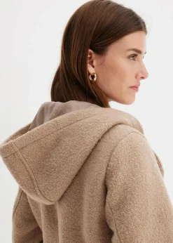 bonprix Bekleidung·Hosen|Jacken & Mäntel^Cabanjacke aus kuscheligem Bouclé khakibeige