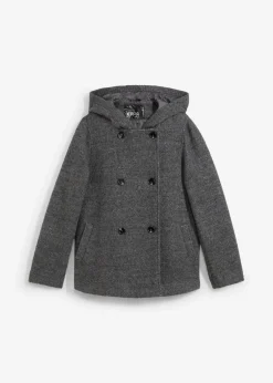 bonprix Jacken & Mäntel|Bekleidung·Hosen^Cabanjacke aus kuscheligem Bouclé schwarz/wollweiß meliert