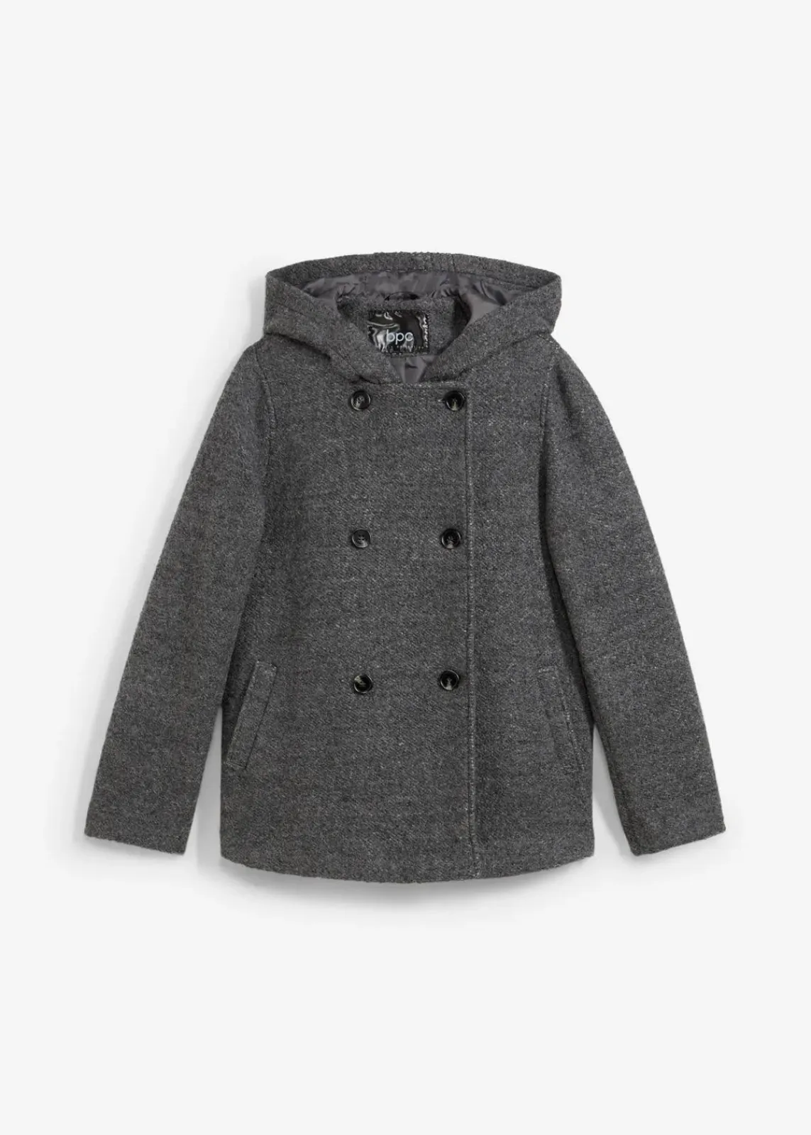 bonprix Jacken & Mäntel|Bekleidung·Hosen^Cabanjacke aus kuscheligem Bouclé schwarz/wollweiß meliert
