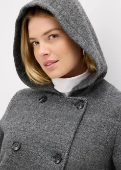 bonprix Jacken & Mäntel|Bekleidung·Hosen^Cabanjacke aus kuscheligem Bouclé schwarz/wollweiß meliert