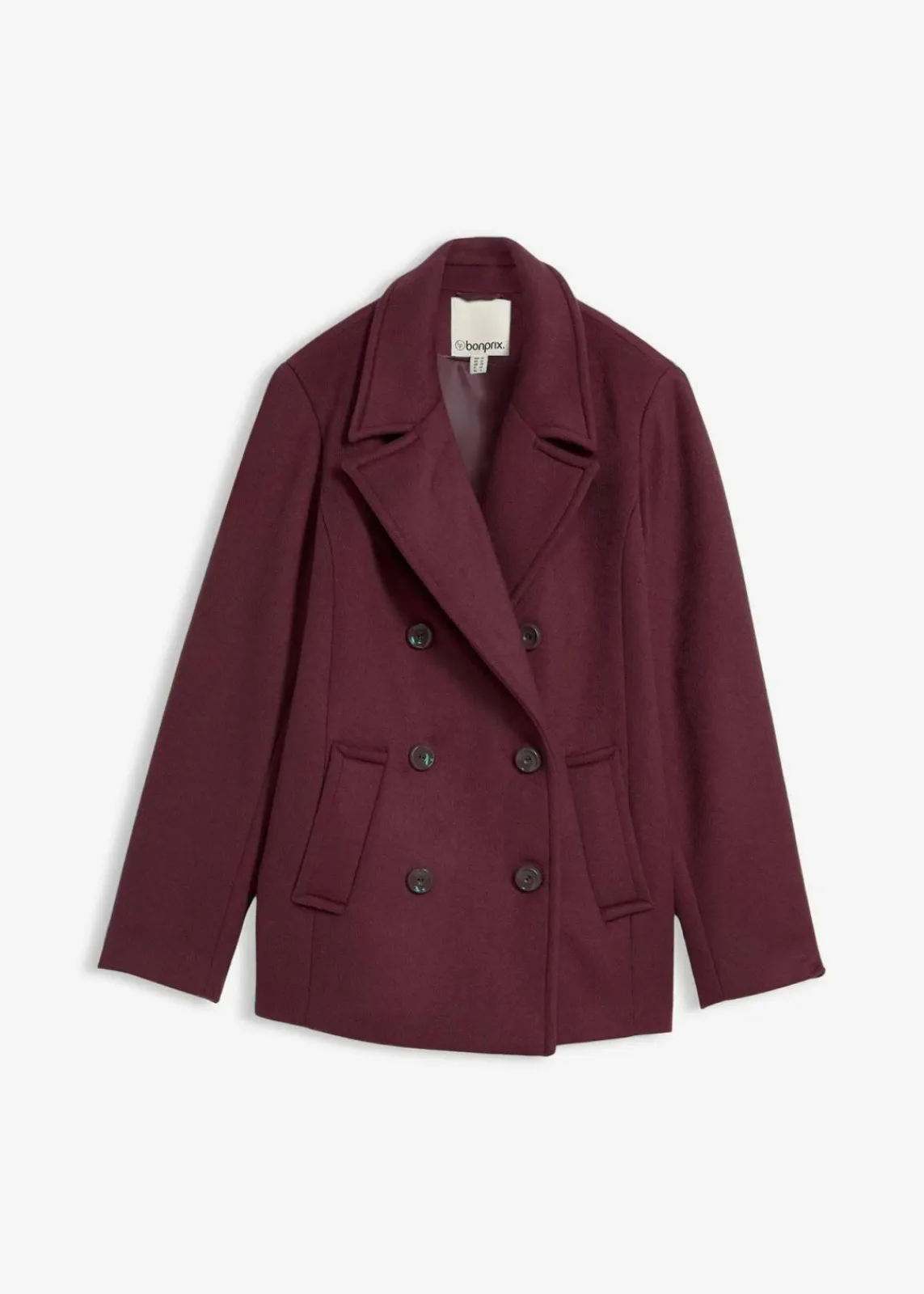 bonprix Bekleidung·Hosen|Nachhaltigere Materialien^Cabanjacke aus Wolle weinrot