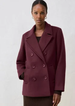 bonprix Bekleidung·Hosen|Nachhaltigere Materialien^Cabanjacke aus Wolle weinrot