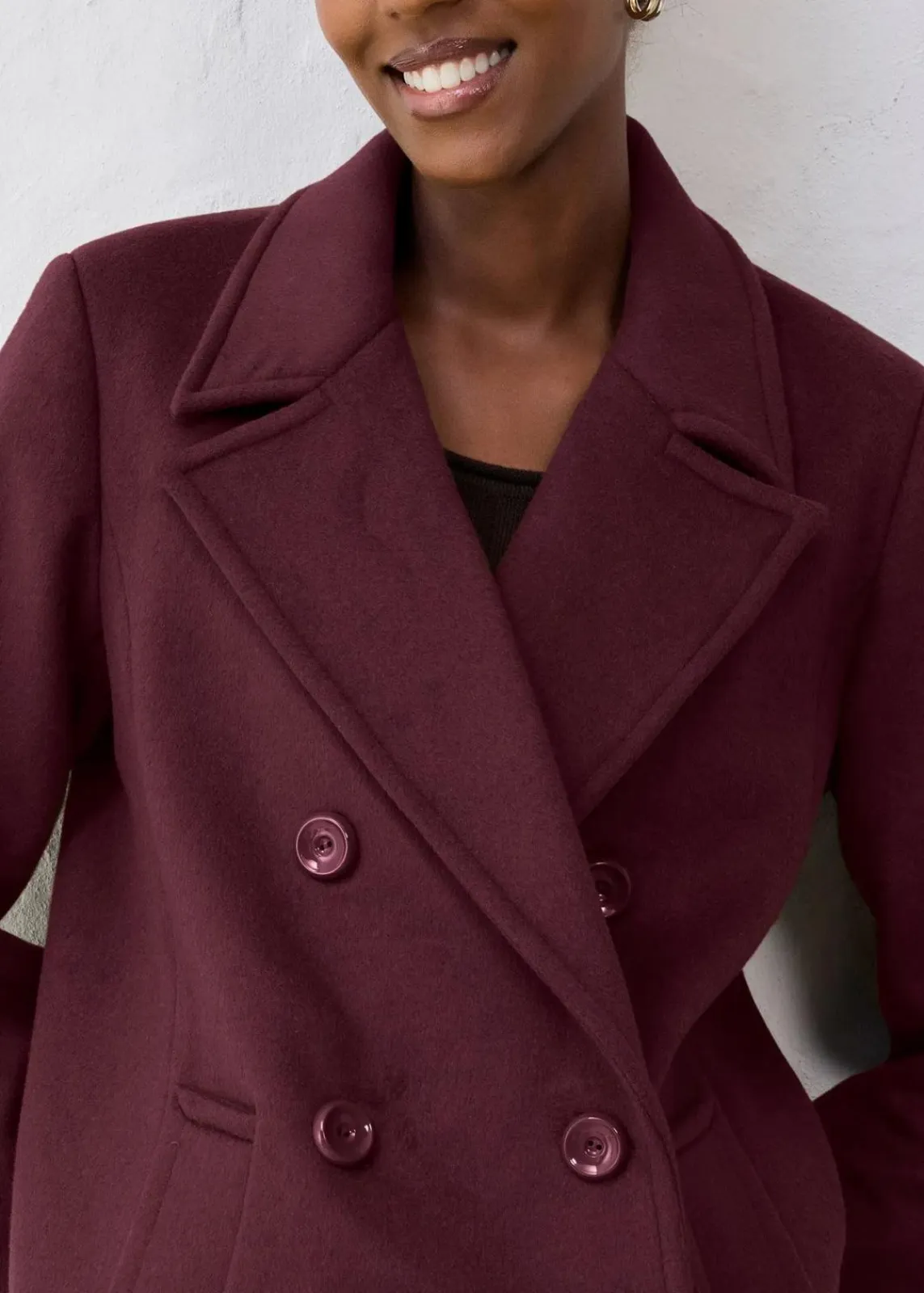 bonprix Bekleidung·Hosen|Nachhaltigere Materialien^Cabanjacke aus Wolle weinrot