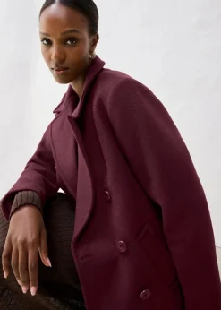 bonprix Bekleidung·Hosen|Nachhaltigere Materialien^Cabanjacke aus Wolle weinrot