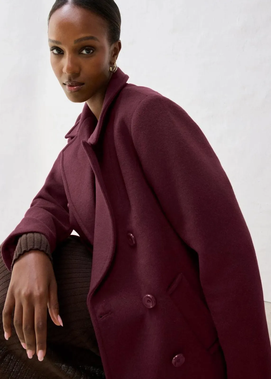 bonprix Bekleidung·Hosen|Nachhaltigere Materialien^Cabanjacke aus Wolle weinrot