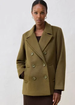 bonprix Premium|Jacken & Mäntel^Cabanjacke aus Wolle erdoliv